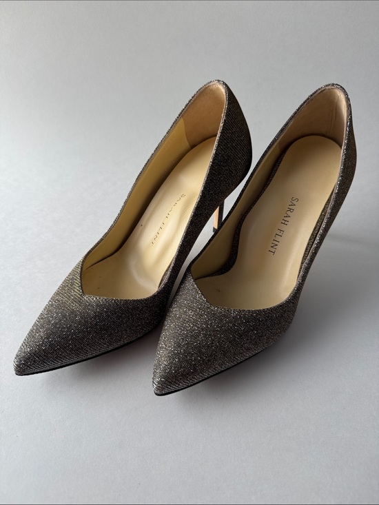 Sarah Flint Shoes - BRAND NEW - Sarah Flint Perfect Pump 85 in Gunmetal Lame. Pointed-Toe Pumps.